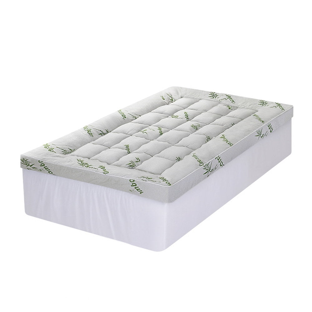 Giselle Bedding 1500GSM Pillowtop Mattress Topper Bamboo Mattress Pad for Back Pain Relief Washable 11cm Thick Bed Cover with 45cm Deep Pocket Single