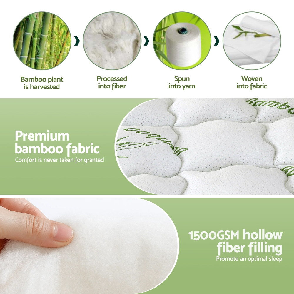 Giselle Bedding 1500GSM Pillowtop Mattress Topper Bamboo Mattress Pad for Back Pain Relief Washable 11cm Thick Bed Cover with 45cm Deep Pocket Single