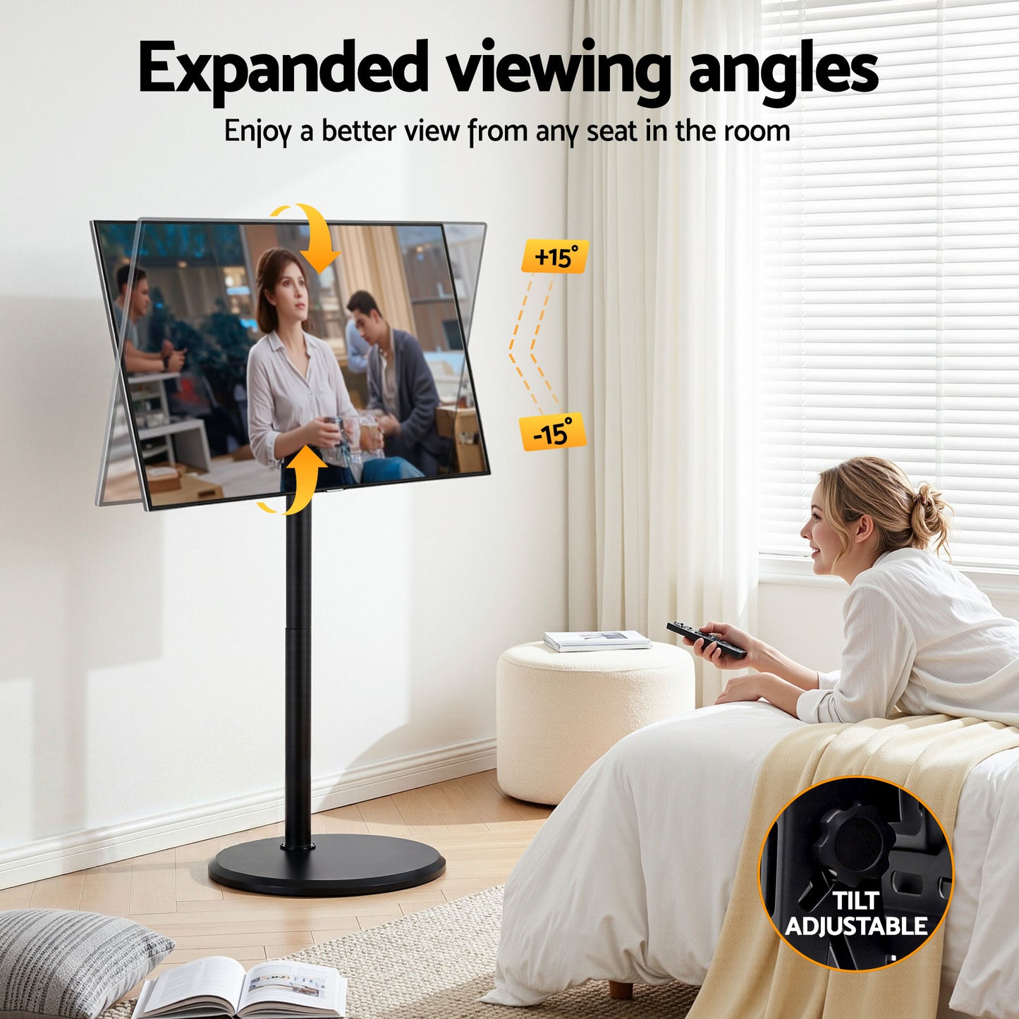 Artiss 32-55 Inch Mobile TV Stand with Wheels Height & Tilt Adjustable Floor Mount
