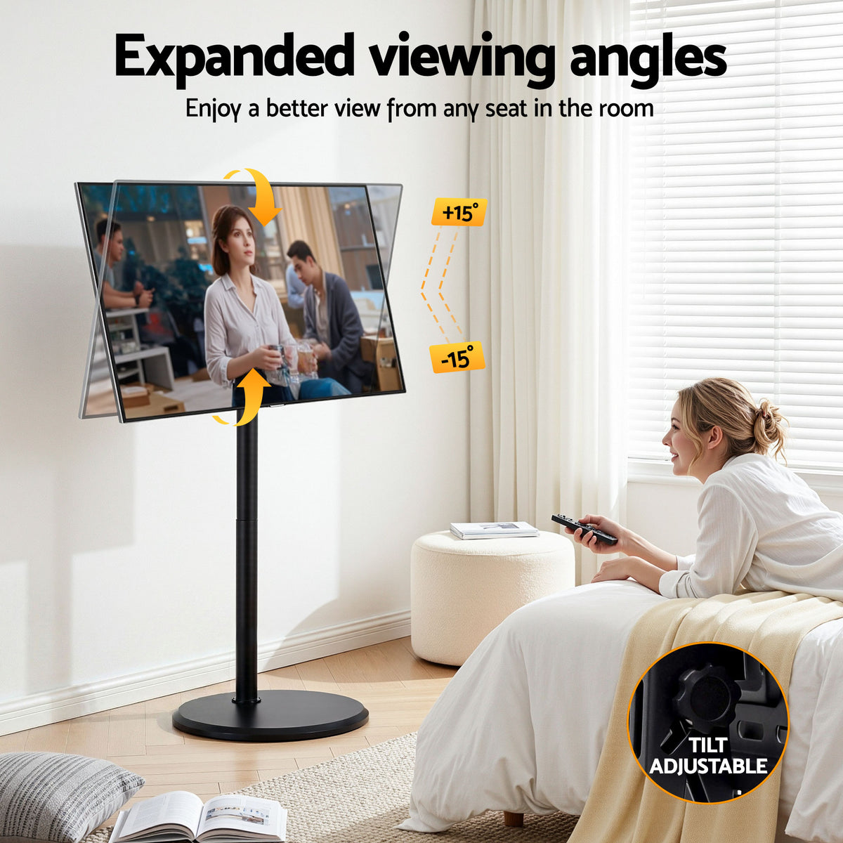 Artiss 32-55 Inch Mobile TV Stand with Wheels Height & Tilt Adjustable Floor Mount