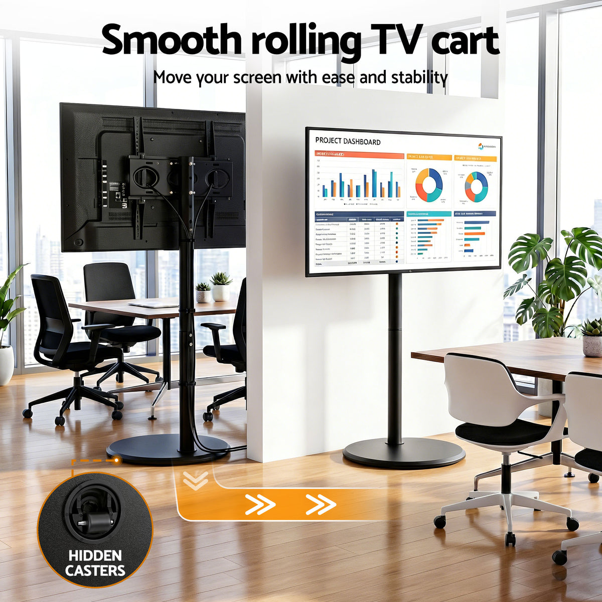 Artiss 32-55 Inch Mobile TV Stand with Wheels Height & Tilt Adjustable Floor Mount