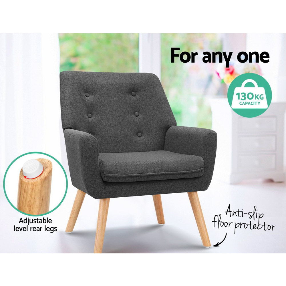 Artiss Armchair Linen Fabric Anne Charcoal