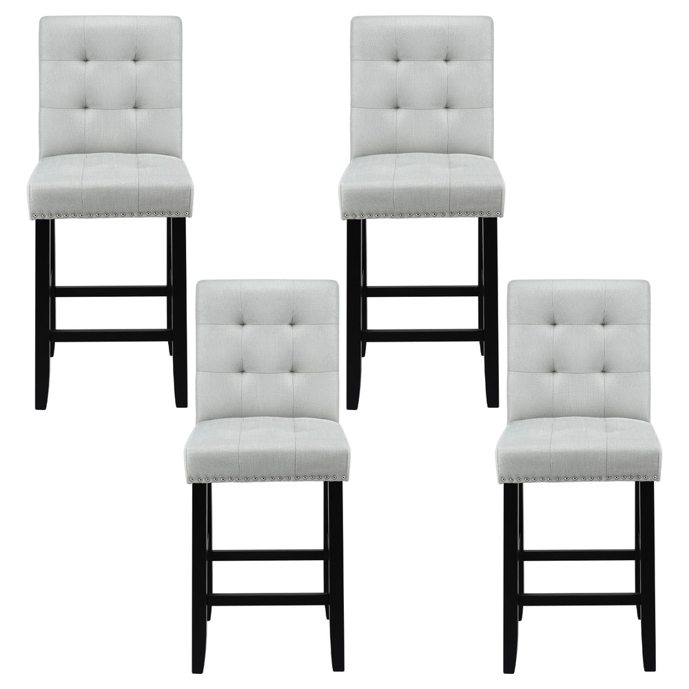 Artiss 4x Bar Stools Kitchen Dining Chairs Counter Fabric Stool Wooden Ada Grey