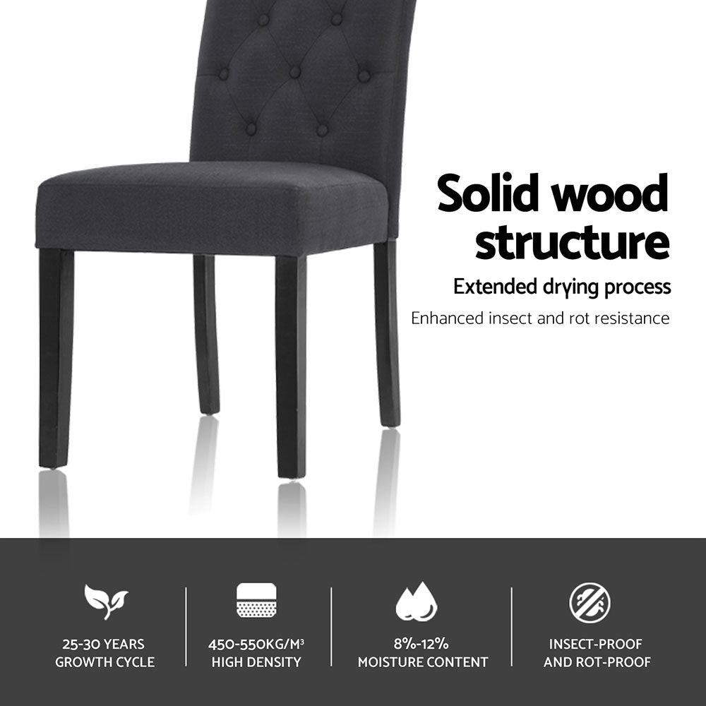 Artiss Dining Chairs Set of 4 Linen Parsons Chair Dark Grey