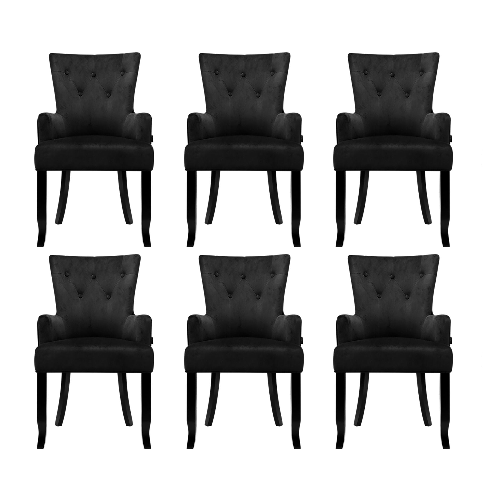 6x Artiss Dining Chairs Velvet French Provincial Armchair Black