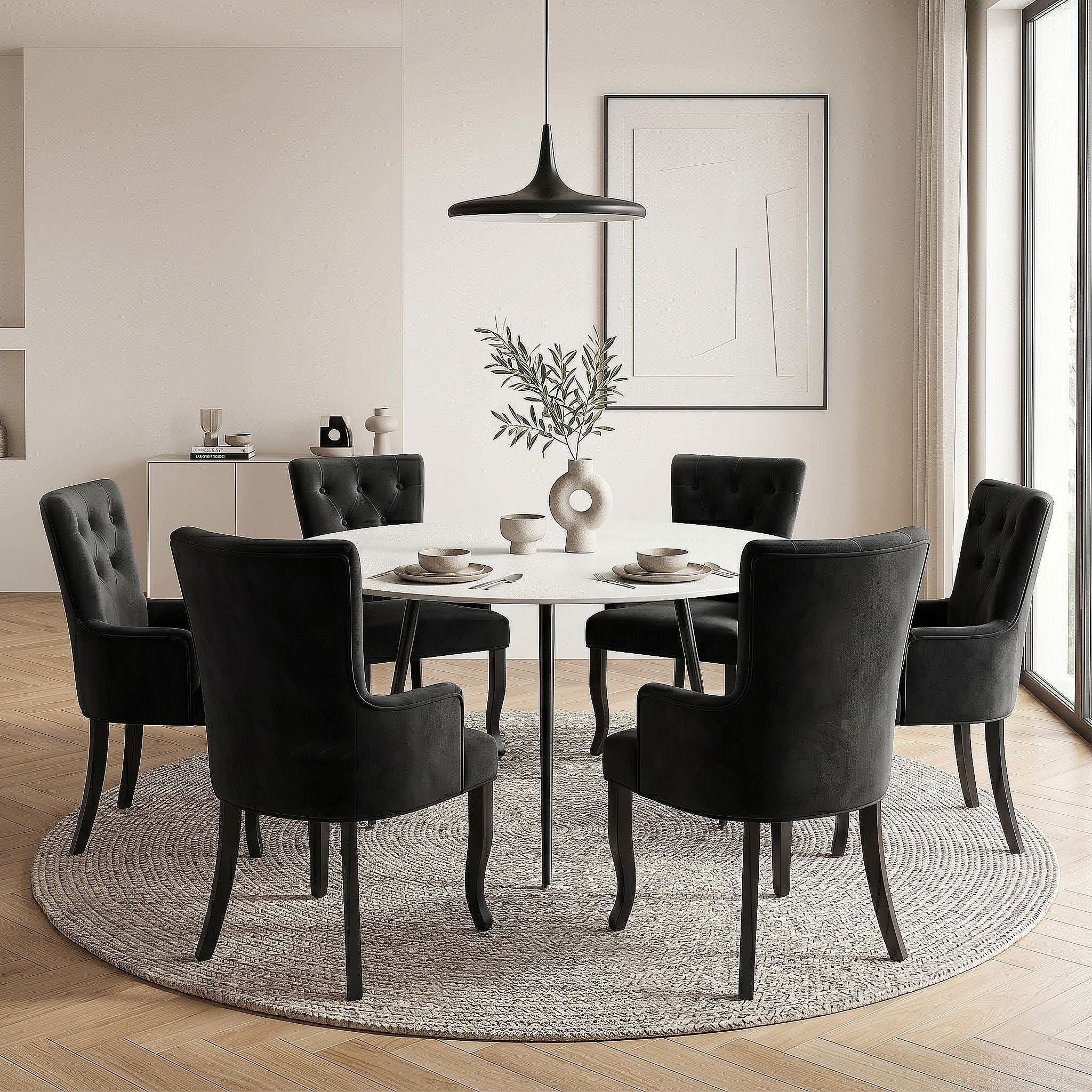 6x Artiss Dining Chairs Velvet French Provincial Armchair Black