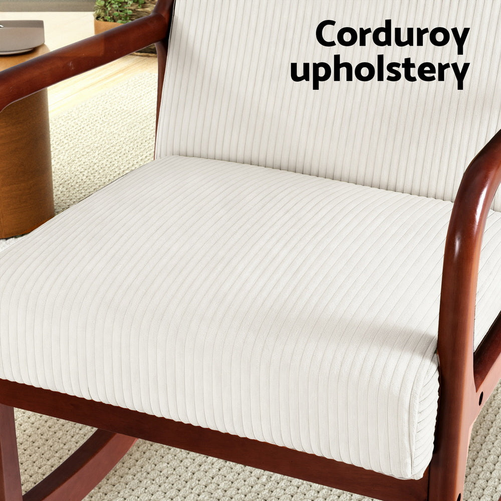 Artiss Rocking Armchair Lounge Chair Corduroy Beige