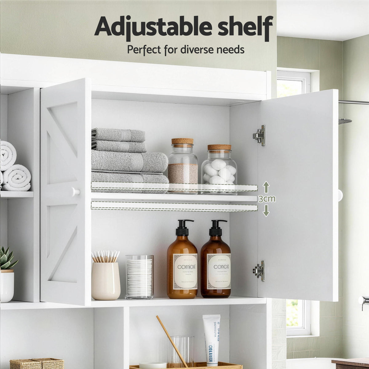 Artiss Bathroom Storage Cabinet Over The Toilet Organiser Laundry Shelf Holder