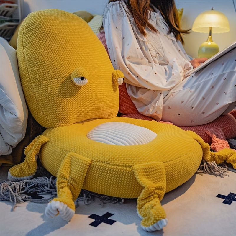 Octopus Cushion Floor Cushion Novelty Seating Plush Floor Cushion Kids Room - Yellow - Size M