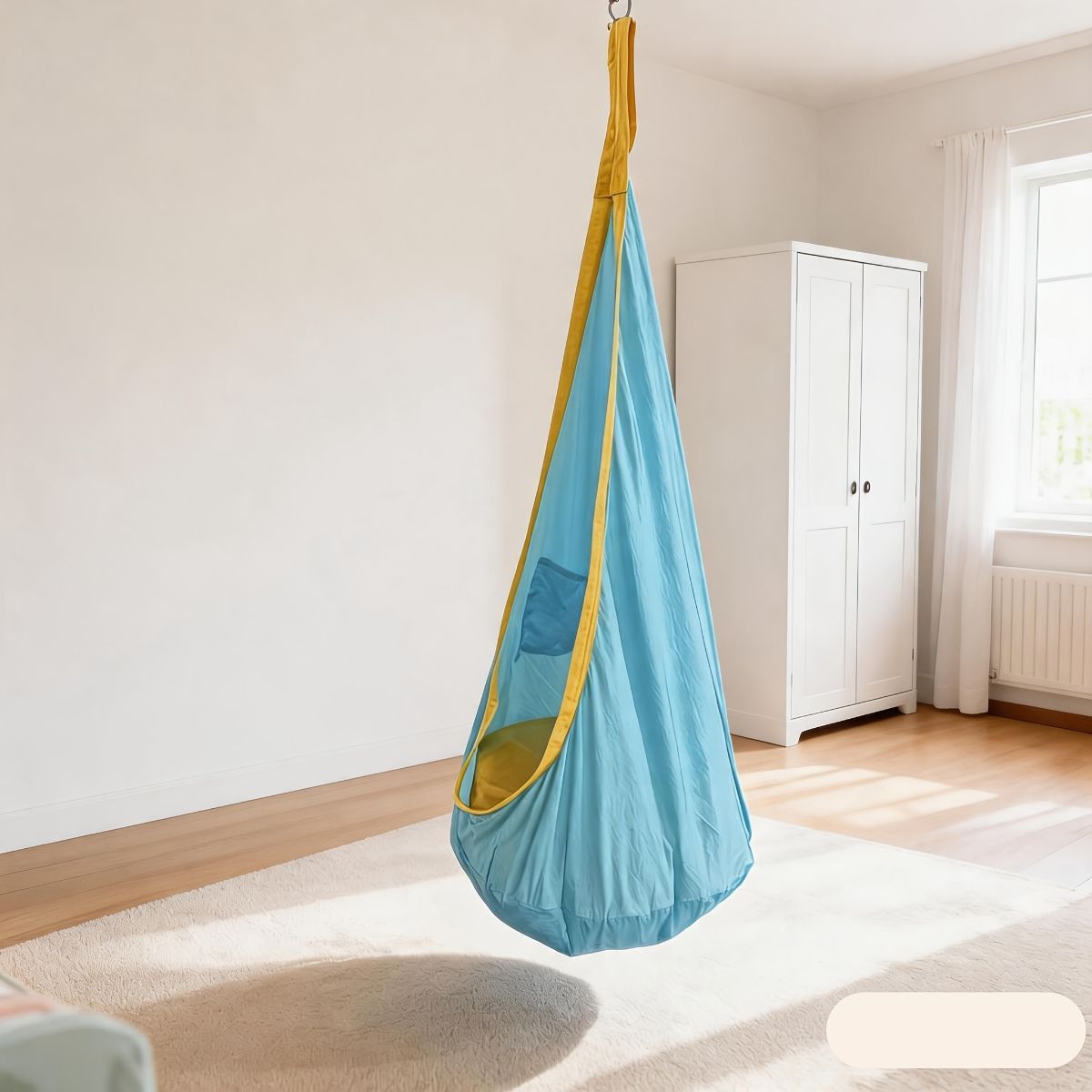 hanging hammock chair, indoor hammock chair, outdoor hammock chair, inflatable pillow, pocket, relaxation, playtime, Christmas gift, Halloween gift, lounge chair - Navy - Size 160-70cm