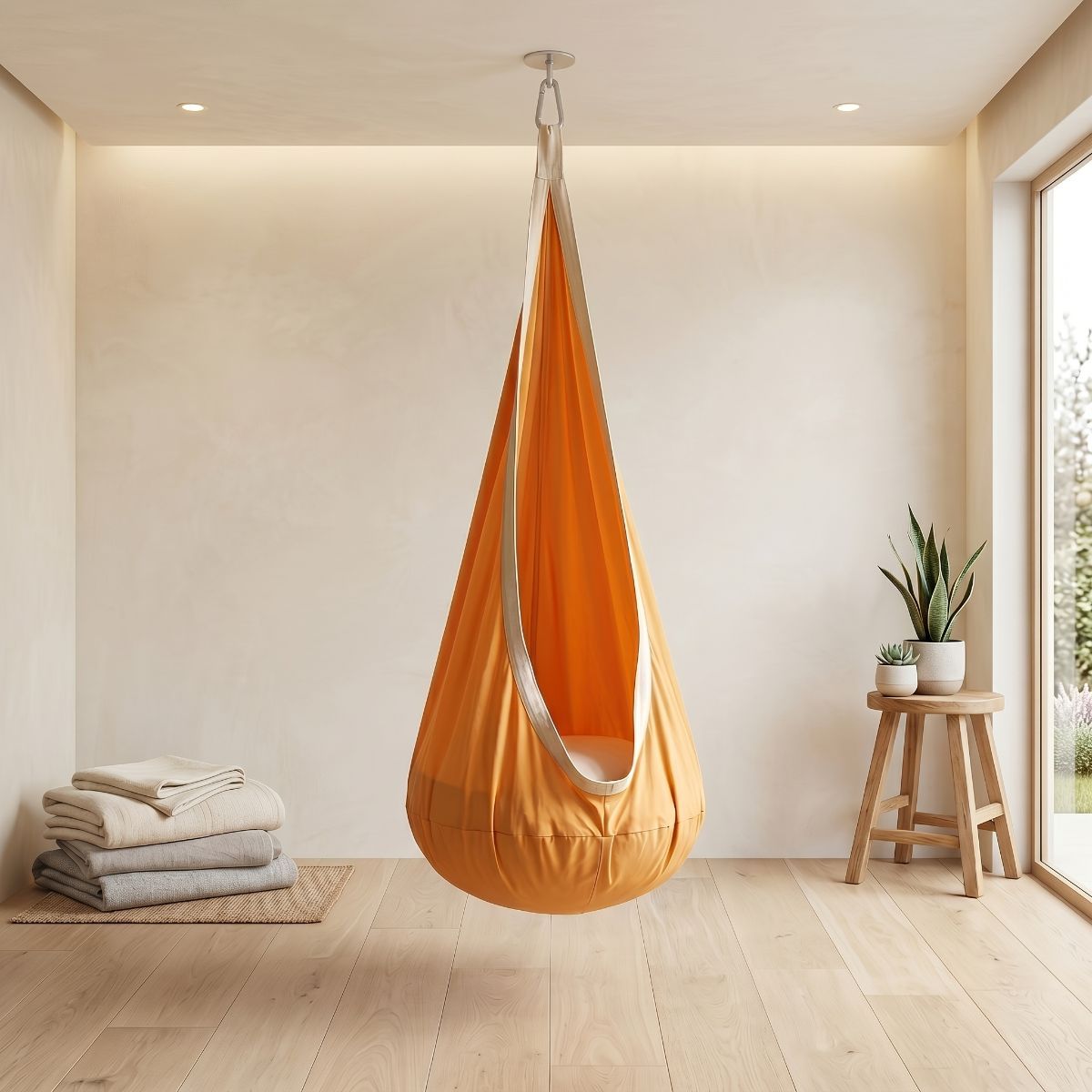 hanging hammock chair, indoor hammock chair, outdoor hammock chair, inflatable pillow, pocket, relaxation, playtime, Christmas gift, Halloween gift, lounge chair - Navy - Size 160-70cm
