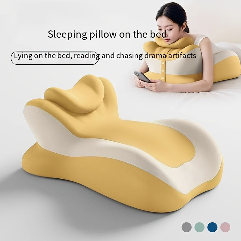 Bed Stomach-Sleep Pillow - Multi-functional Prone Position Pillow for Stomach Sleeping, Phone Use, Reading, Couples Fun Play, Intimacy Aid for Couples, Bed Hip Elevation Tool, Pā Pā Pillow（BLUE）