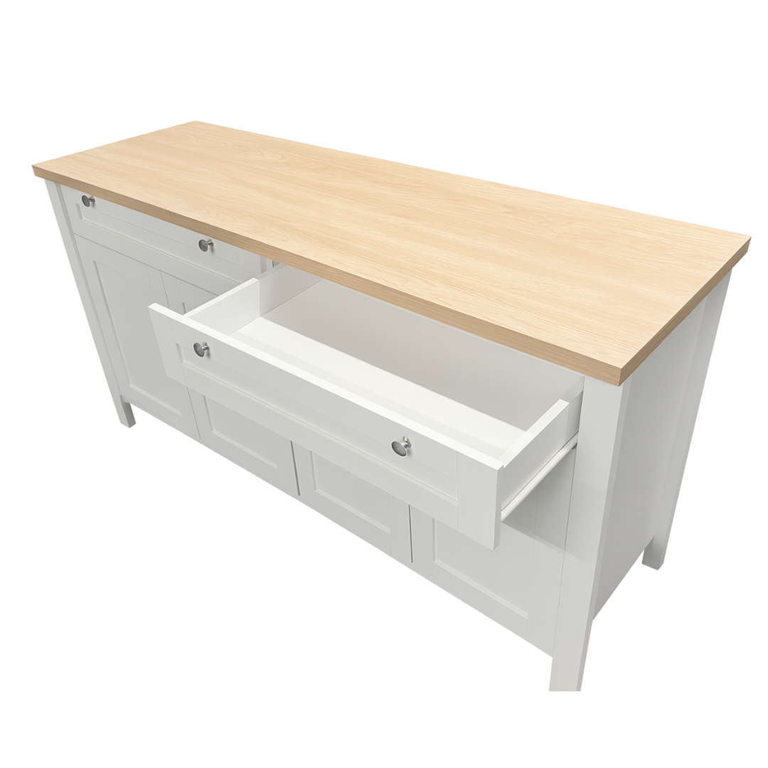 Noosa Buffet Sideboard White and Oak 4 Doors and 2 Drawers