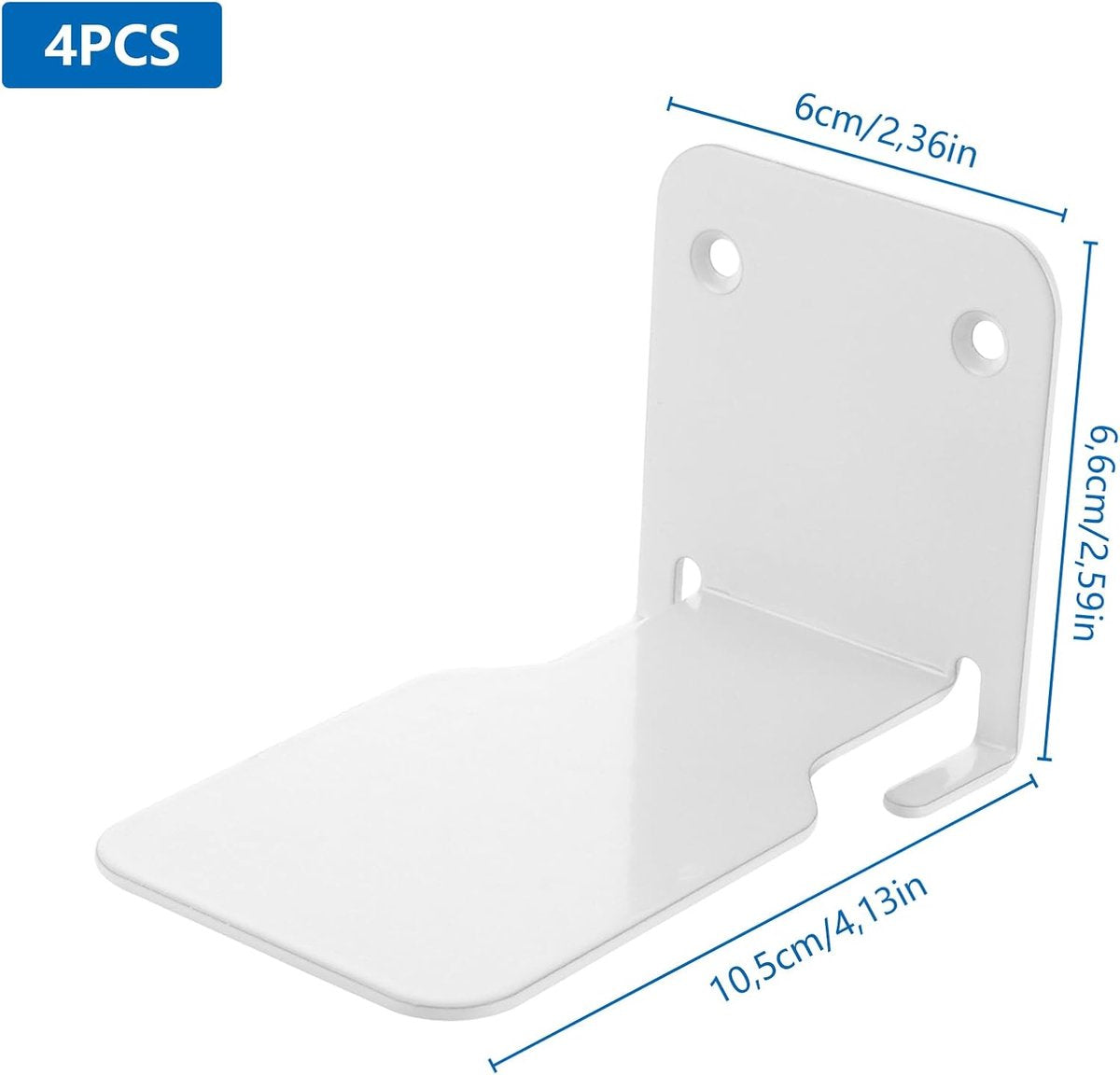 4-piece set - Invisible shelf - Wall shelf - Multifunctional metal shelves - Floating shelves - Wall shelf - Shelf - with screws - for office, classroom and bookstore - White - 6.6 x 6 x 10.5 cm