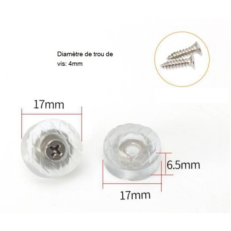 20 Pack Transparent Round Anti Slip Rubber Pads for Furniture, 18 mm