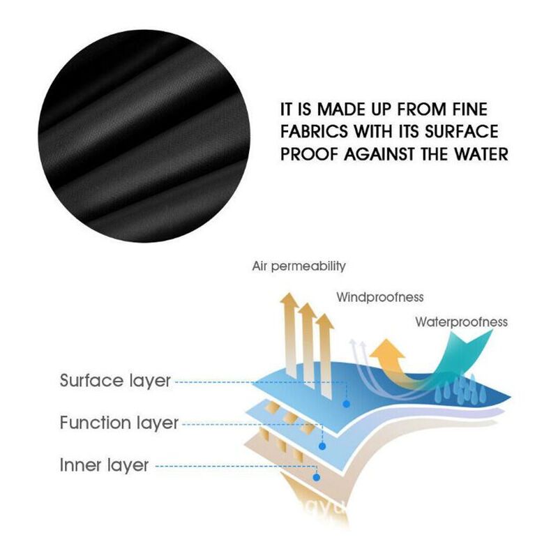 Black 210D Waterproof Sun Lounger Deckchair Protective Cover, 210 x 75 x 40 to 80 cm
