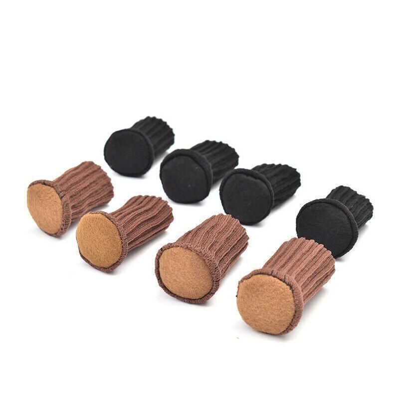 24 Pack Knitted Chair Leg Socks, Floor Protector Covers for Table and Furniture Feet, Brown