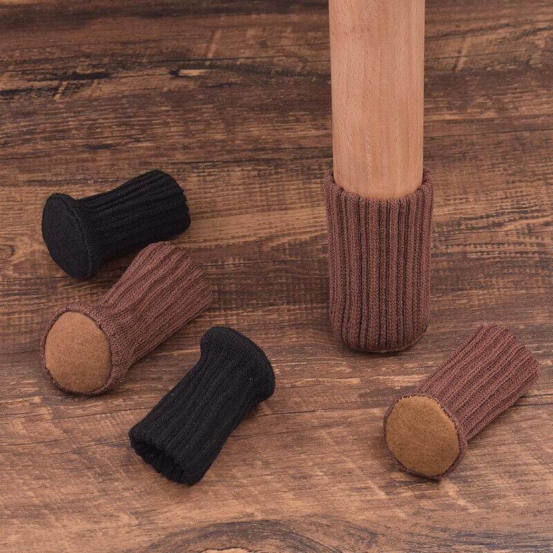 24 Pack Knitted Chair Leg Socks, Floor Protector Covers for Table and Furniture Feet, Brown