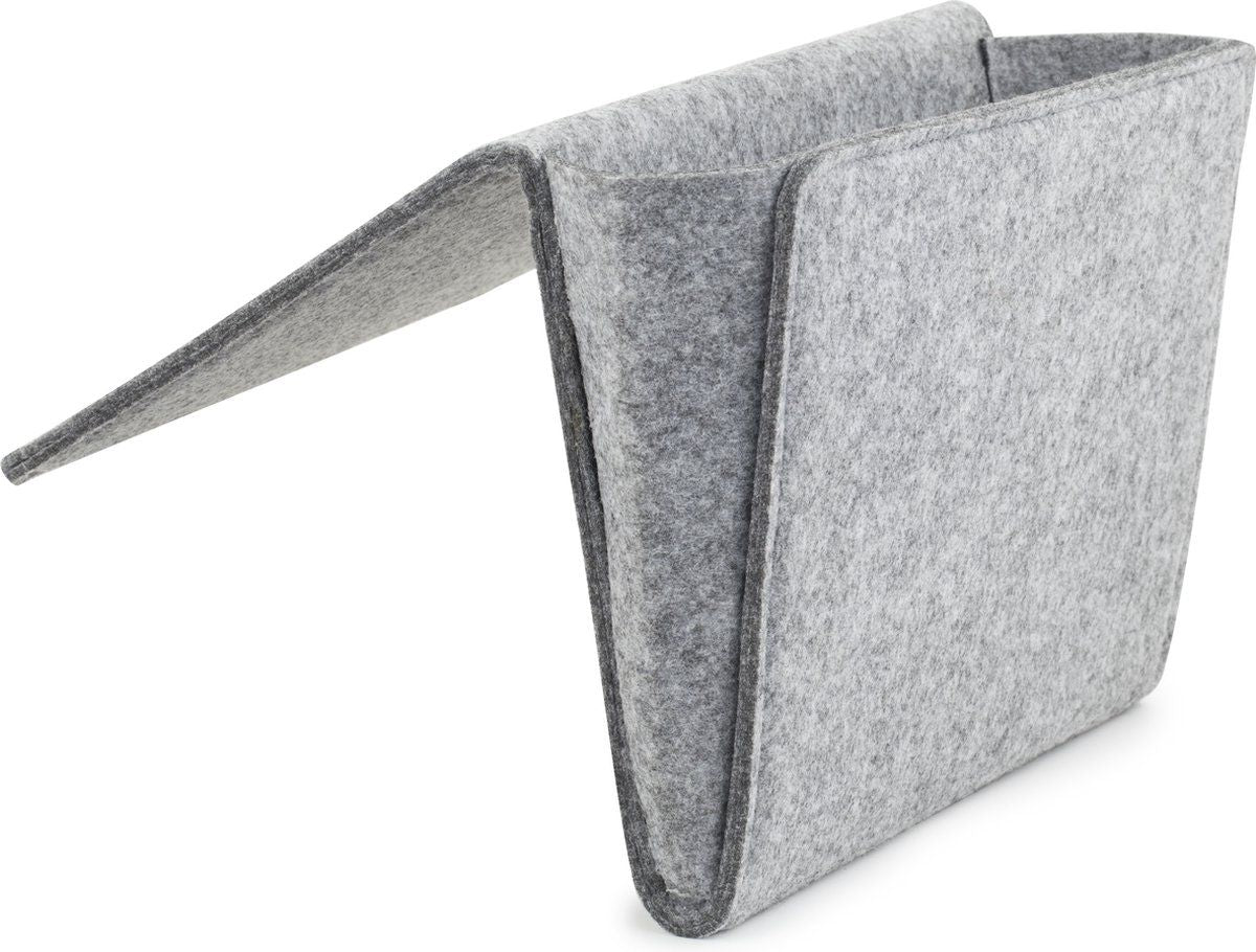 Medium Grey Felt Bedside Caddy, Multi-Pocket Bed and Sofa Storage Organizer