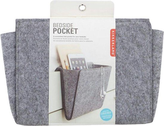 Medium Grey Felt Bedside Caddy, Multi-Pocket Bed and Sofa Storage Organizer