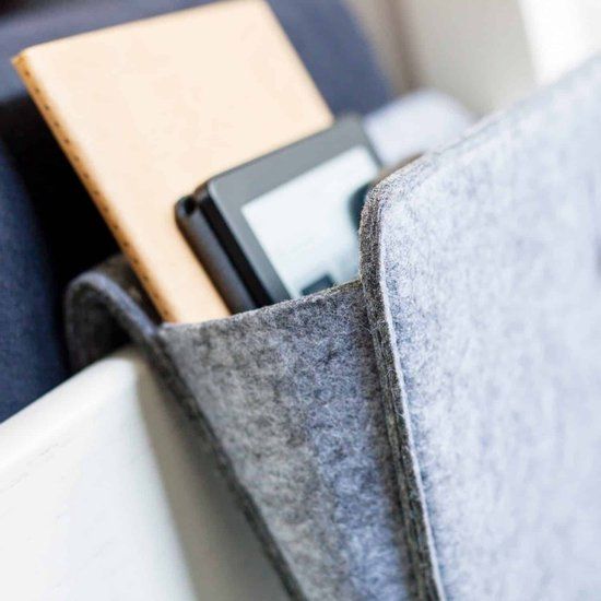 Medium Grey Felt Bedside Caddy, Multi-Pocket Bed and Sofa Storage Organizer