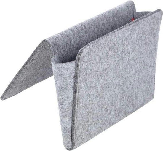 Medium Grey Felt Bedside Caddy, Multi-Pocket Bed and Sofa Storage Organizer