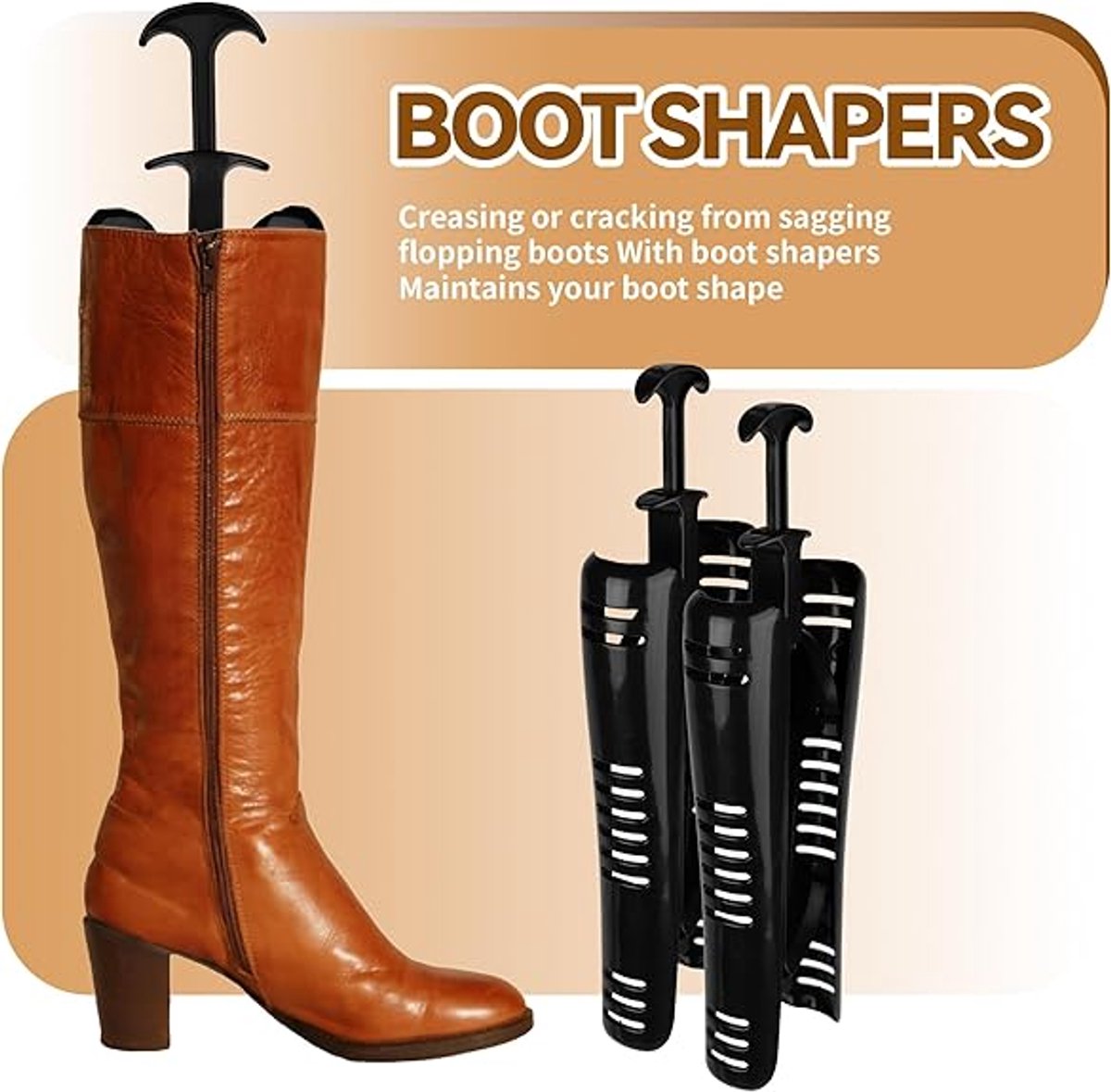 Boot Trees - 2 Pieces - boot trees - Adjustable Shoe Stretcher - Boot Holder Riding Boots - boot stretcher - Stretcher - Women's Boot - Shoe Shaper - knee-high boot trees - shaping insoles - Black
