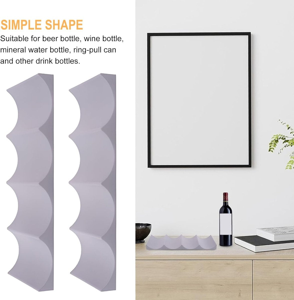 Bottle rack - Beverage bottle rack - Refrigerator bottle holder - Plastic bottle holder - Wine bottle holder - Wine rack - Storage organizer - Refrigerator organizer - Wine bottle display mat - Can holder - for wine bottles, refrigerator and pantry - 29.5