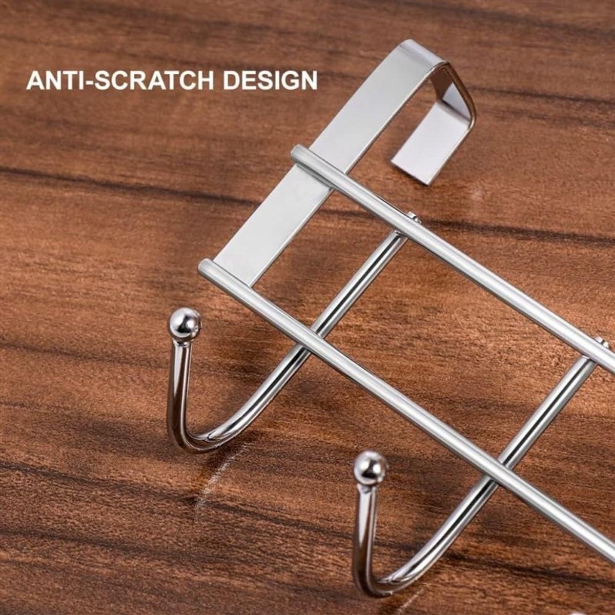 Door Coat Rack with 5 Hooks - Coat Rack on the Door - Clothes Rack - Towel Holder on the Door - For Clothes, Coats, Towels or Other Accessories - Hanging - Iron - Silver - 23.5*8.5*2.5 cm