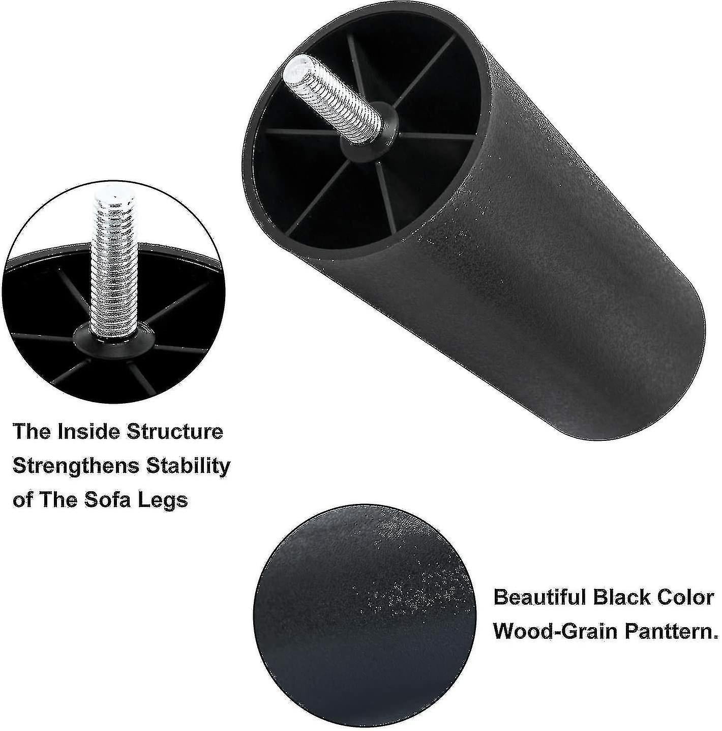 Sofa Replacement Legs 4-Pack Plastic Furniture Legs with Mounting Plates, Compatible with yux Model