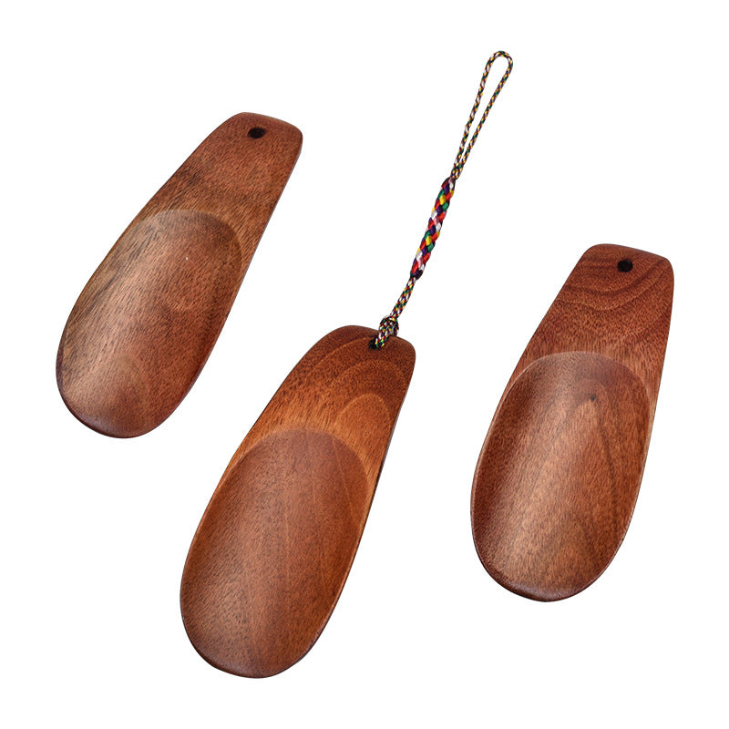 Shoehorn - Wooden Mini Shoehorn - Portable Shoe Helper - Japanese Design - Compact - With Braided Wrist Strap - Suitable for Children