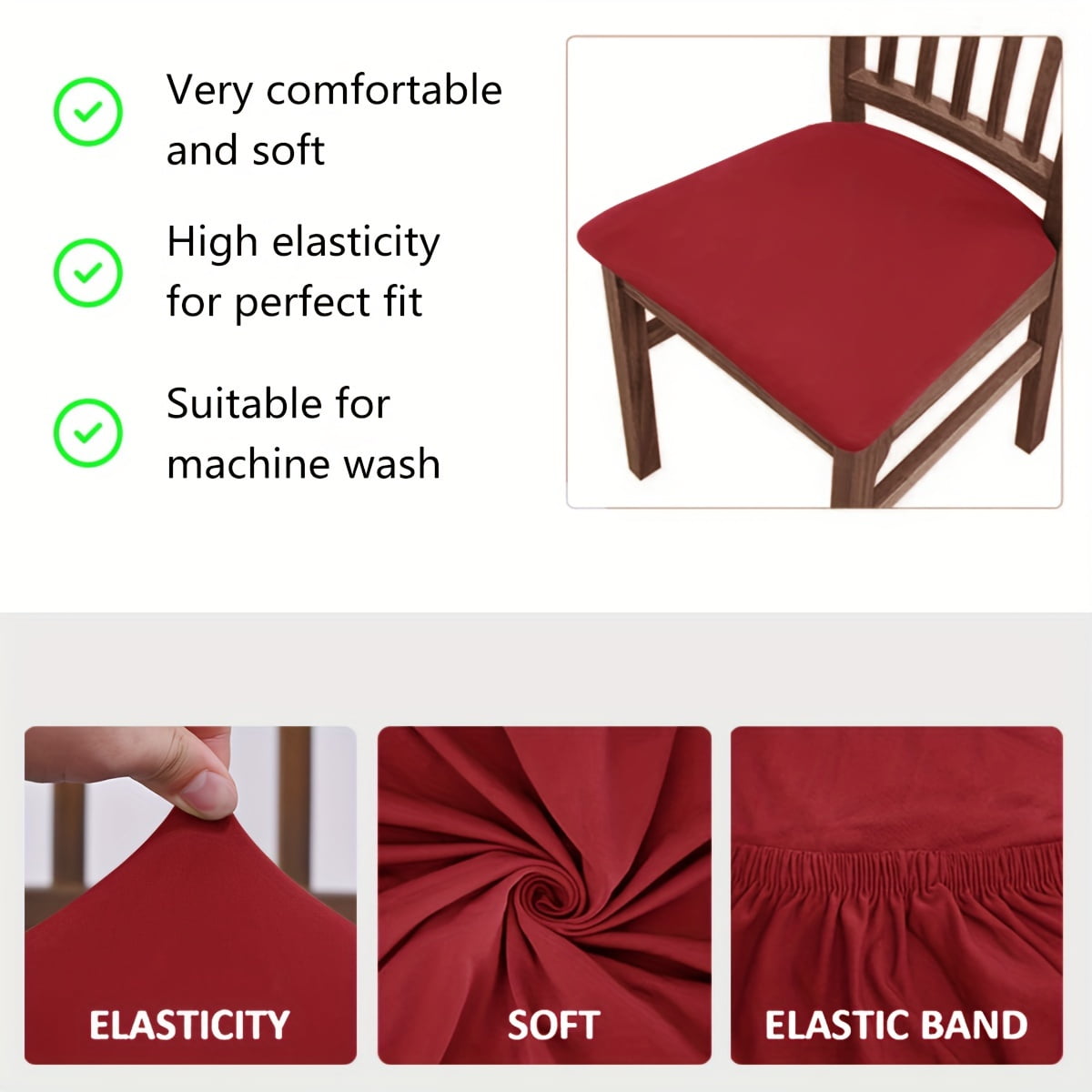 4pcs/6pcs Solid Color Brushed High Elastic Chair Cover, Simple Soft And Comfortable Chair Seat Cover, Dust-proof And Dirt-resistant Chair Slipcover, Suitable For Dining Chair Office Home Decor 4pcs Grey Blue