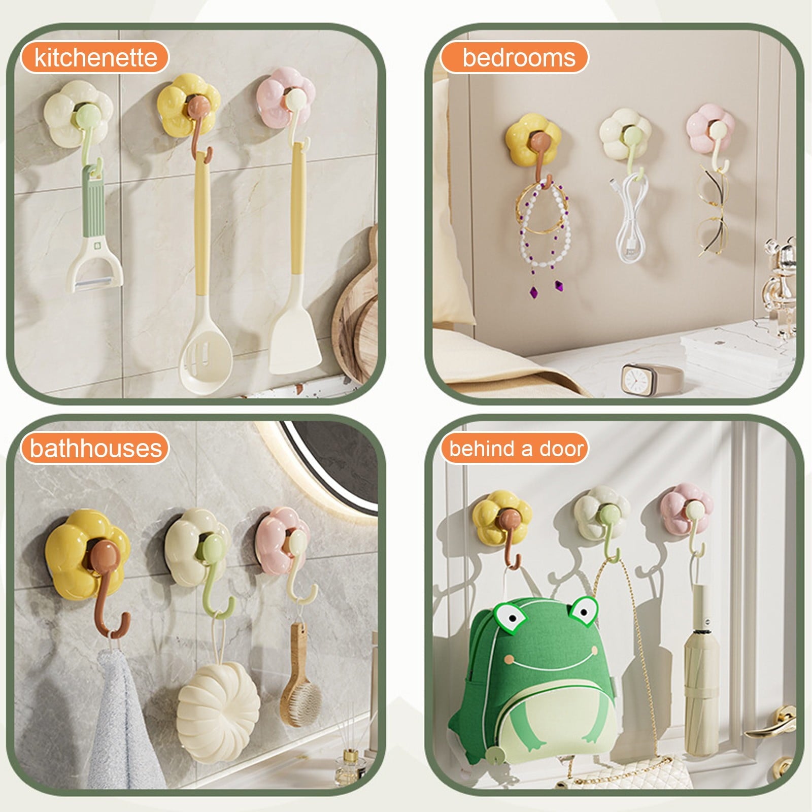 Clearance! JWDX Hooks, Traceless Hook, Sunflower Shaped Suction Cup Hooks for Hanging Without Drilling Leaving No Marks. Strong Vacuum Suction Hooks for Kitchen Living Room and Bathroom. Z4-Red