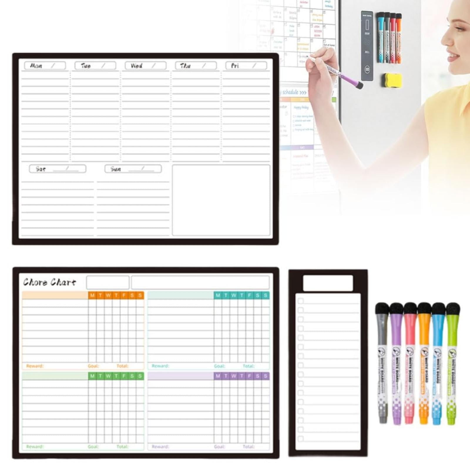 Back to College Yxwen Refrigerator Daily Calendar Whiteboard for Fridge Meal Planner Board White Board for School Home 6ml Pink One Size D