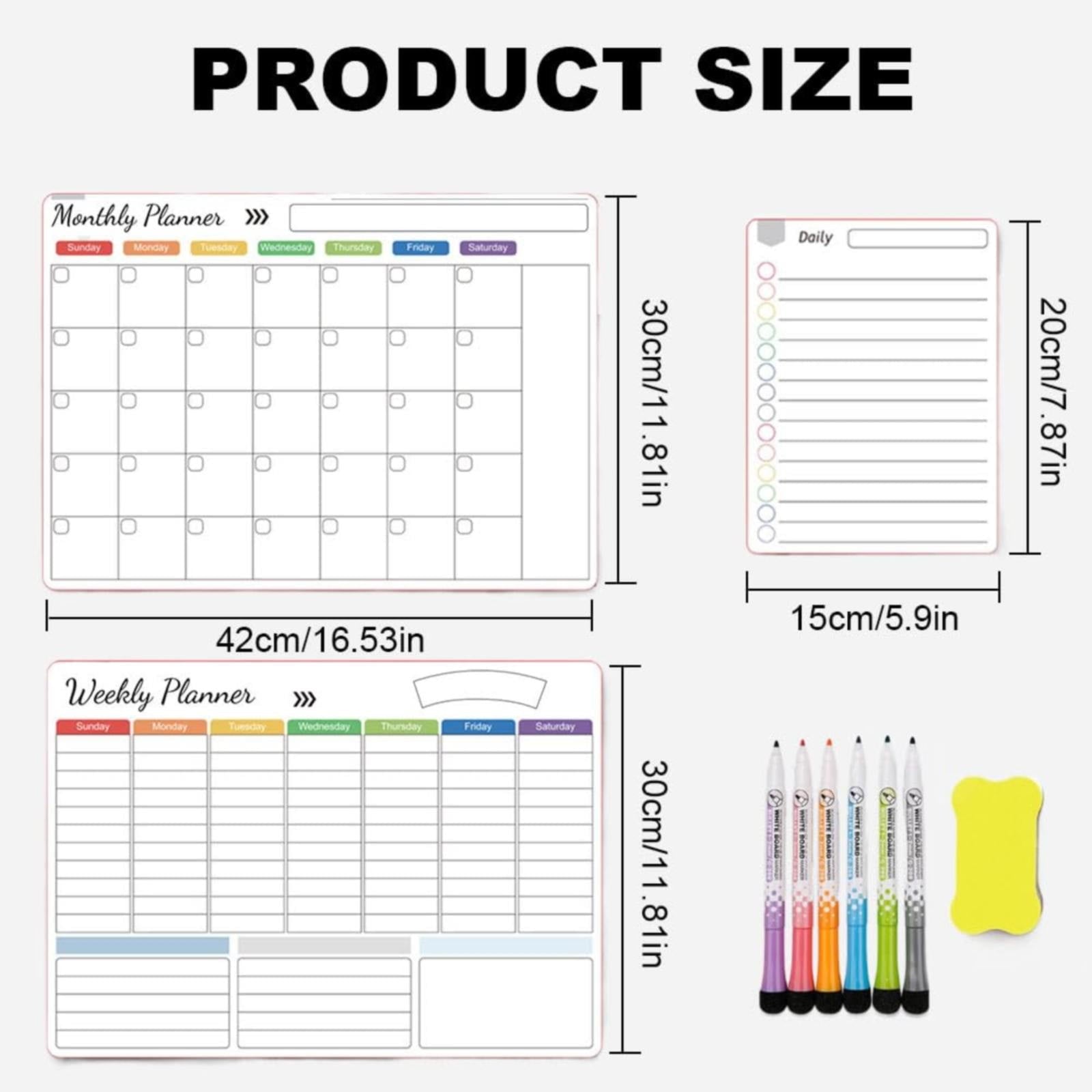 Back to College Yxwen Refrigerator Daily Calendar Whiteboard for Fridge Meal Planner Board White Board for School Home 6ml Pink One Size D