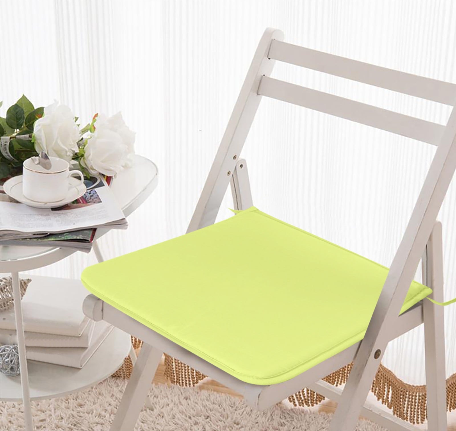 Clearance! JWDX Cushion, Dining Chair Cushion, Clearance Square Strap Garden Chair Pads Seat Cushion for Outdoor Bistros Stool Patio Dining Room Yellow