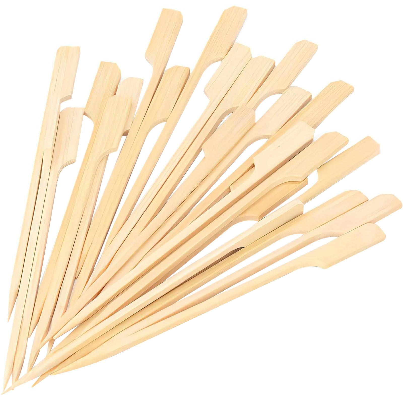 Clearance! Eewia Skewer Skewers 100Pcs Food Toothpicks Wide Flat Wood Picks for Cocktail Fruit Grilling Drink Bbq Barbecue Yakitori Chicken Fondue Roast, Bbq Skewers Kebab Skewers 100 Beige 9 Beige