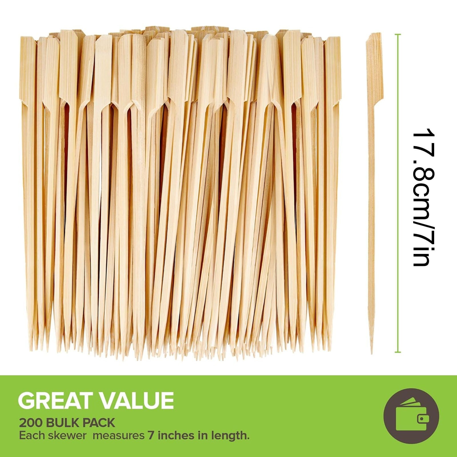 Clearance! Eewia Skewer Skewers 100Pcs Food Toothpicks Wide Flat Wood Picks for Cocktail Fruit Grilling Drink Bbq Barbecue Yakitori Chicken Fondue Roast, Bbq Skewers Kebab Skewers 100 Beige 9 Beige