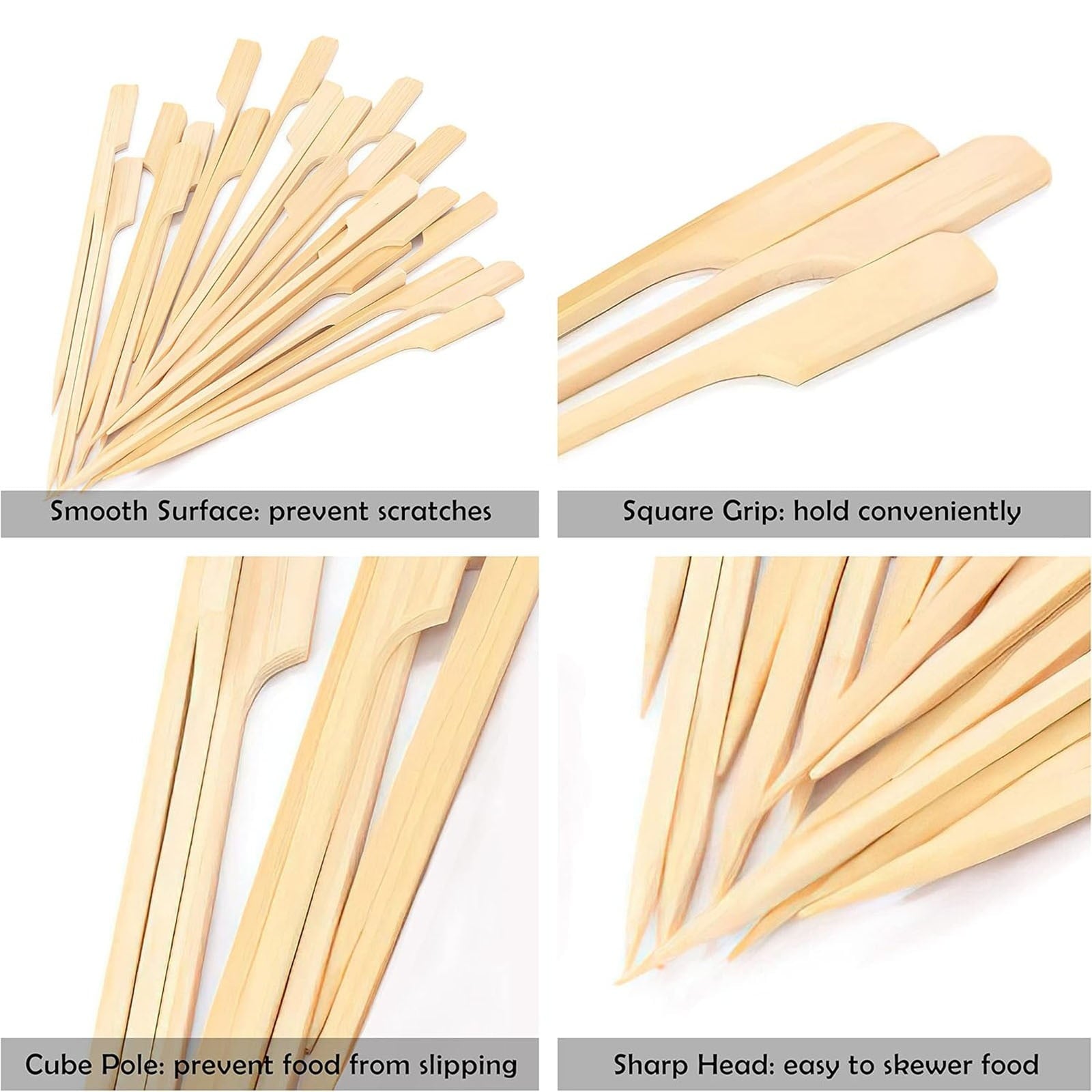 Clearance! Eewia Skewer Skewers 100Pcs Food Toothpicks Wide Flat Wood Picks for Cocktail Fruit Grilling Drink Bbq Barbecue Yakitori Chicken Fondue Roast, Bbq Skewers Kebab Skewers 100 Beige 9 Beige