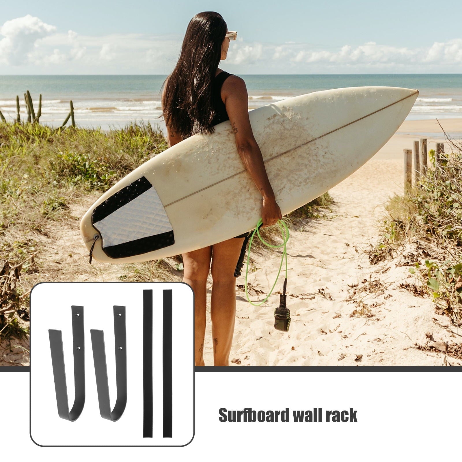 SWETRACE 1Set Iron Surfboard Hanging Hook Deep Gray Simple Design for Sports Equipment Wall Storage 11.8x3.1x1.1in