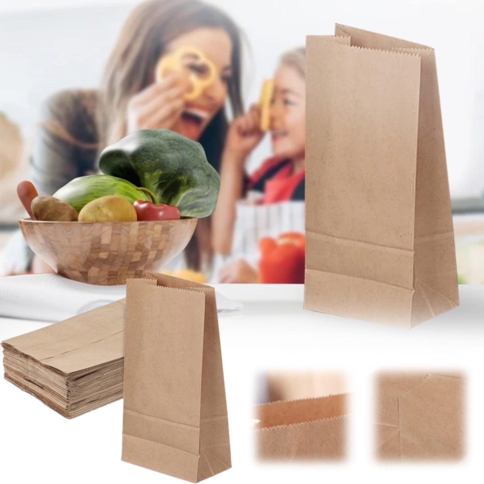 Brown Paper Lunch Bags,Extra Small Brown Kraft Paper Bags ,Wedding & Party Favors, Lunch & Grocery Bags - 50 per Pack 3.54" x 2.16" x 7.08" Khaki