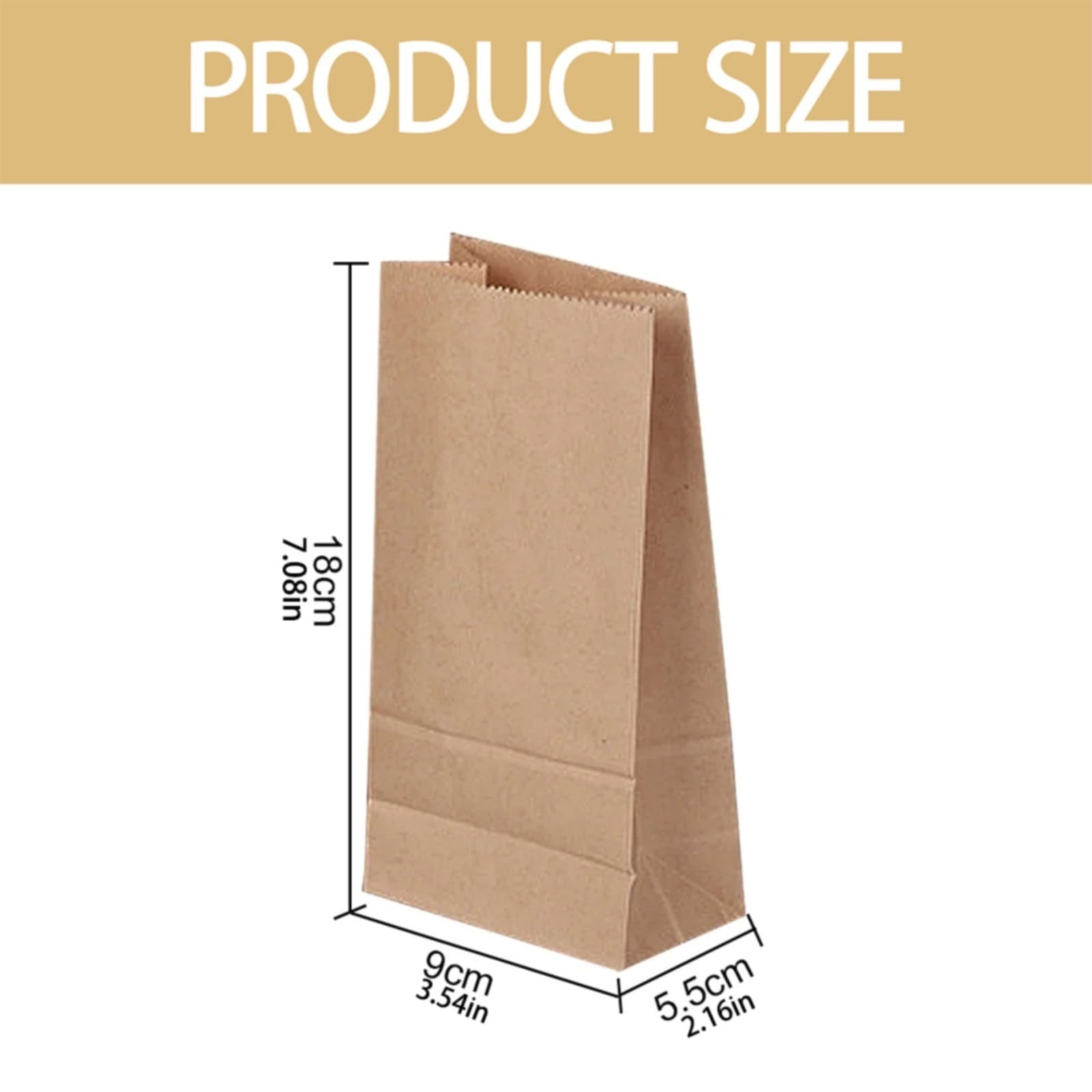 Brown Paper Lunch Bags,Extra Small Brown Kraft Paper Bags ,Wedding & Party Favors, Lunch & Grocery Bags - 50 per Pack 3.54" x 2.16" x 7.08" Khaki