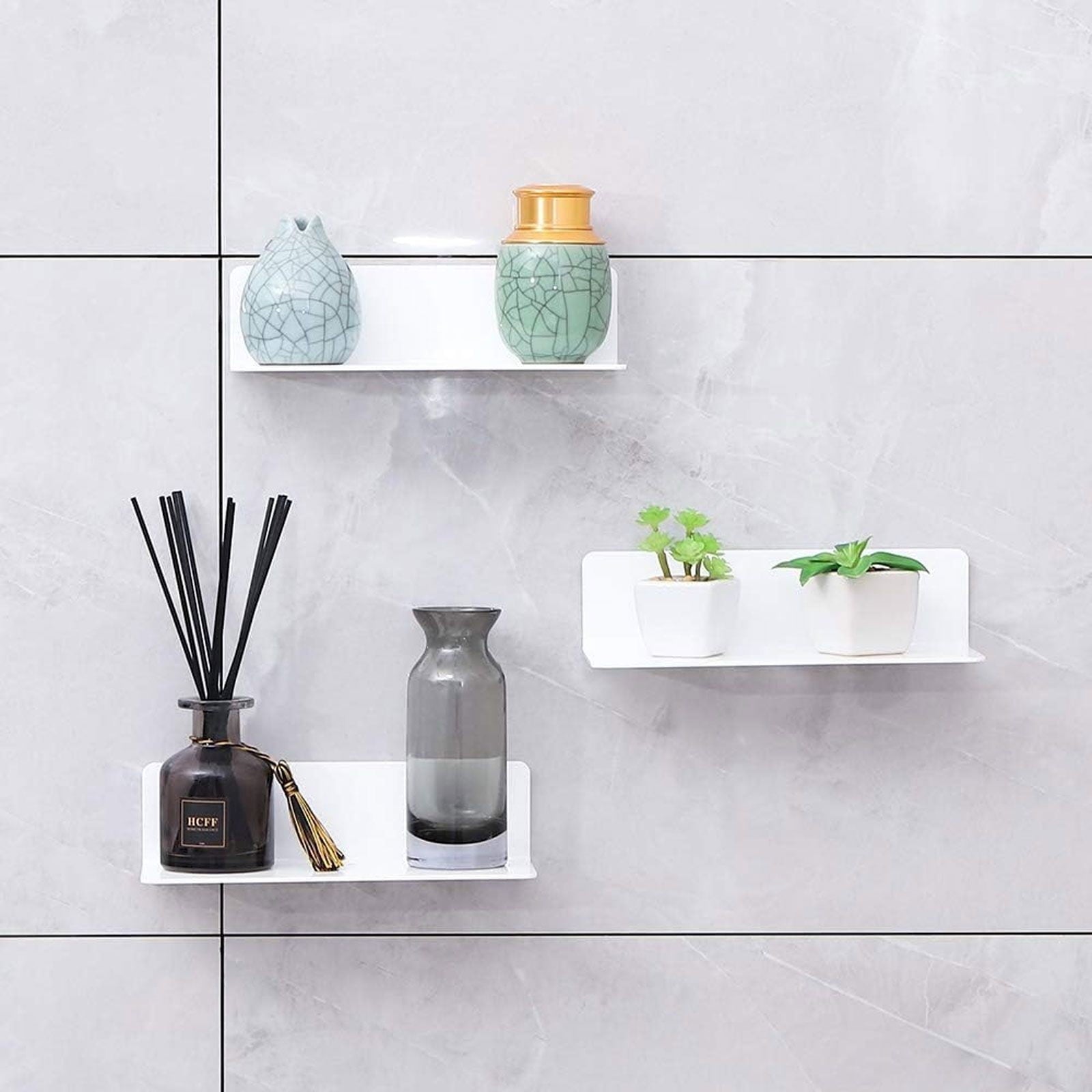 Acrylic Floating Shelves, 9 Inch Acrylic Wall Mounted Hanging Shelf Bookshelf for Bedroom, Gaming Room, Living Room, Bathroom, Office, 3.5x9.0x2.4 3.5" x 9.0" x 2.4" Black