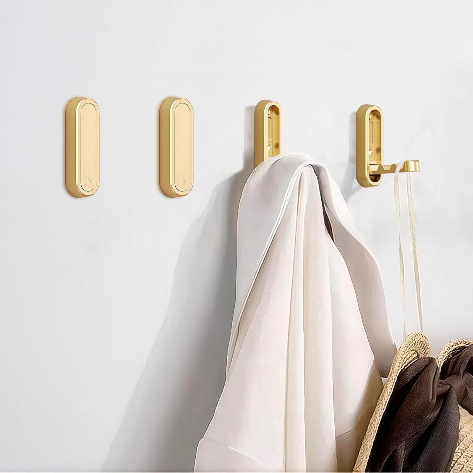 Folding Coat Hook, Heavy Duty Wall Hooks Made of Zinc Alloy, Foldable Gold Wall Hooks for Hanging Coats, Scarves, Hats, Bathrobes, Keys, Bags (Gold/1 Pcs) 2.9x0.9 2.9" x 0.9" Gold