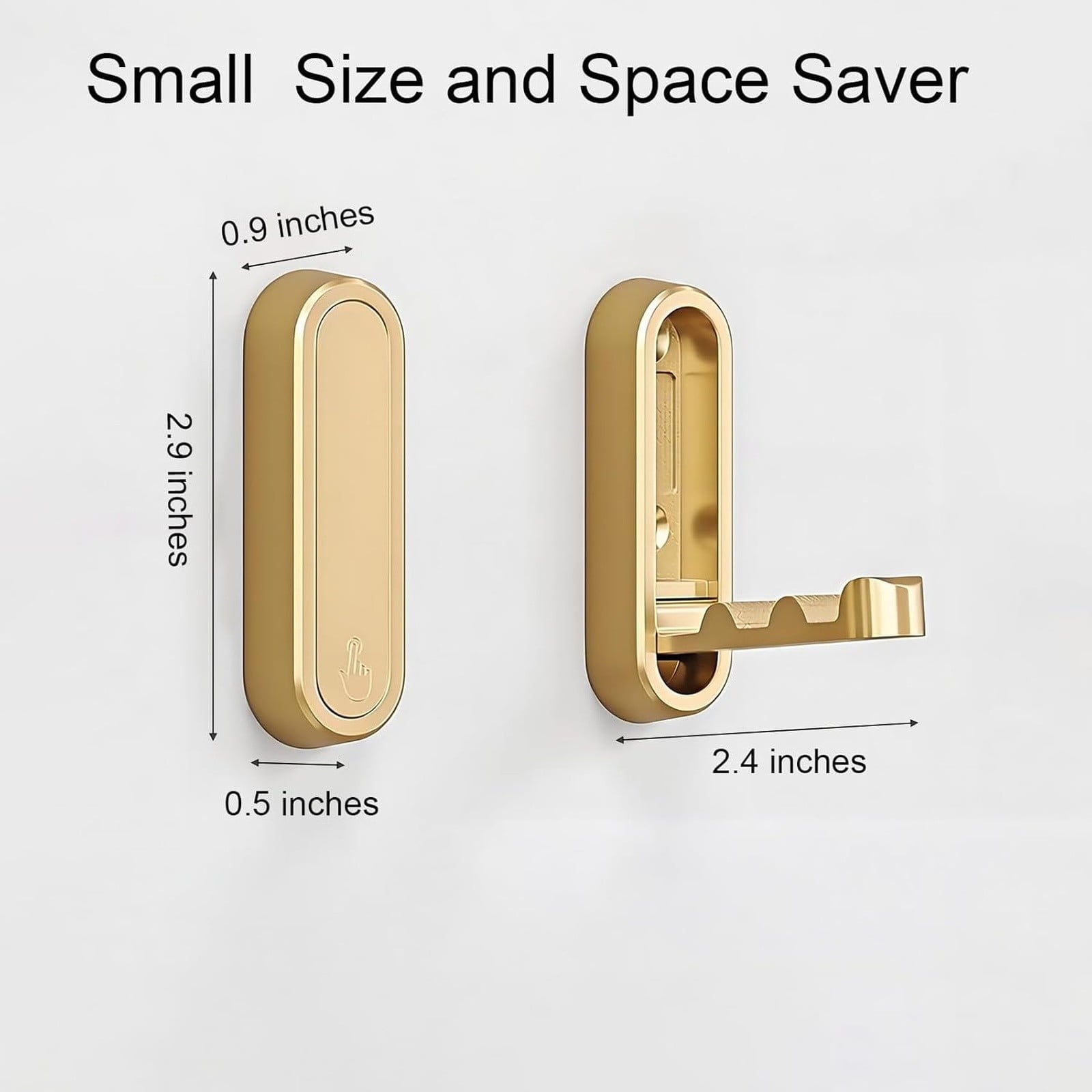 Folding Coat Hook, Heavy Duty Wall Hooks Made of Zinc Alloy, Foldable Gold Wall Hooks for Hanging Coats, Scarves, Hats, Bathrobes, Keys, Bags (Gold/1 Pcs) 2.9x0.9 2.9" x 0.9" Gold