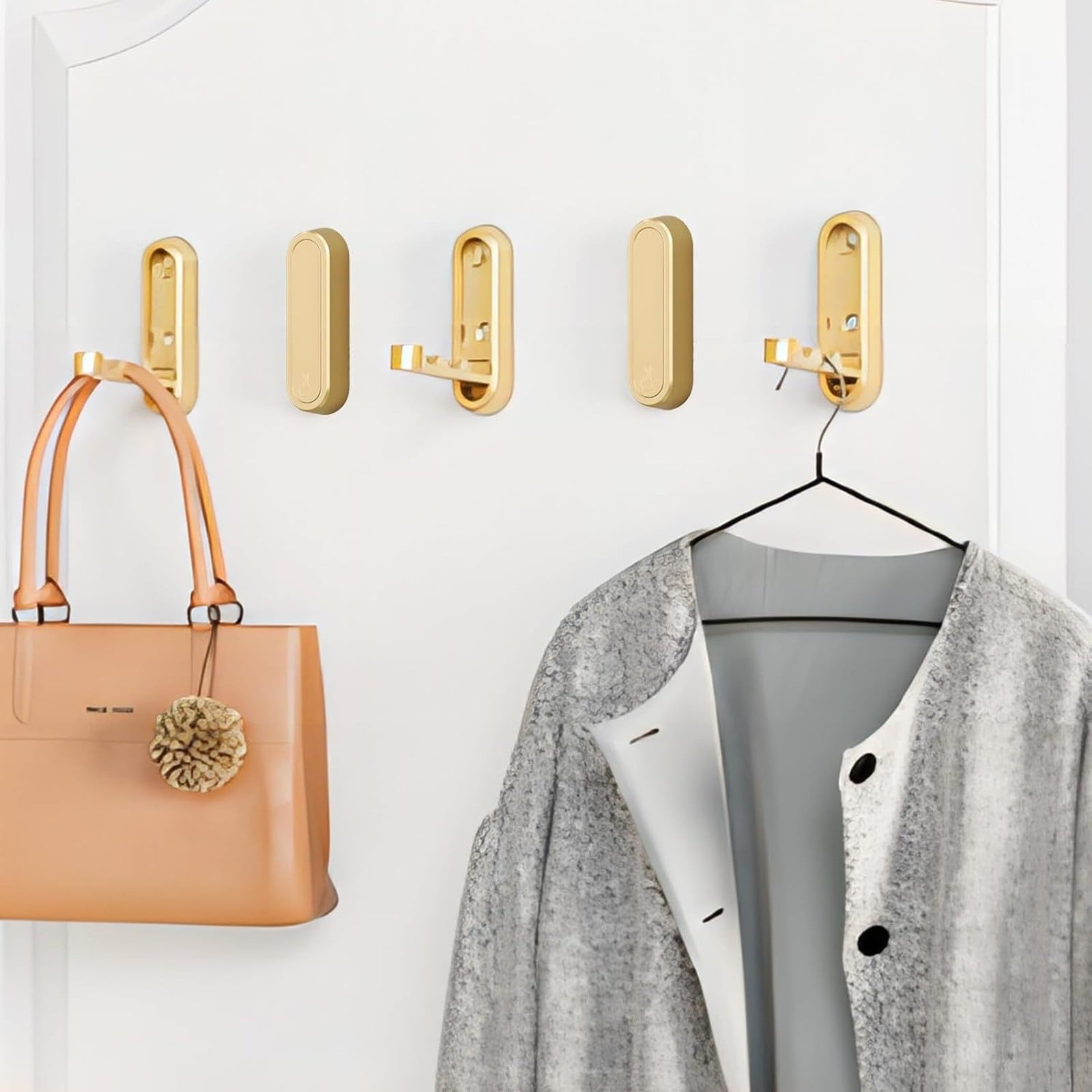 Folding Coat Hook, Heavy Duty Wall Hooks Made of Zinc Alloy, Foldable Gold Wall Hooks for Hanging Coats, Scarves, Hats, Bathrobes, Keys, Bags (Gold/1 Pcs) 2.9x0.9 2.9" x 0.9" Gold