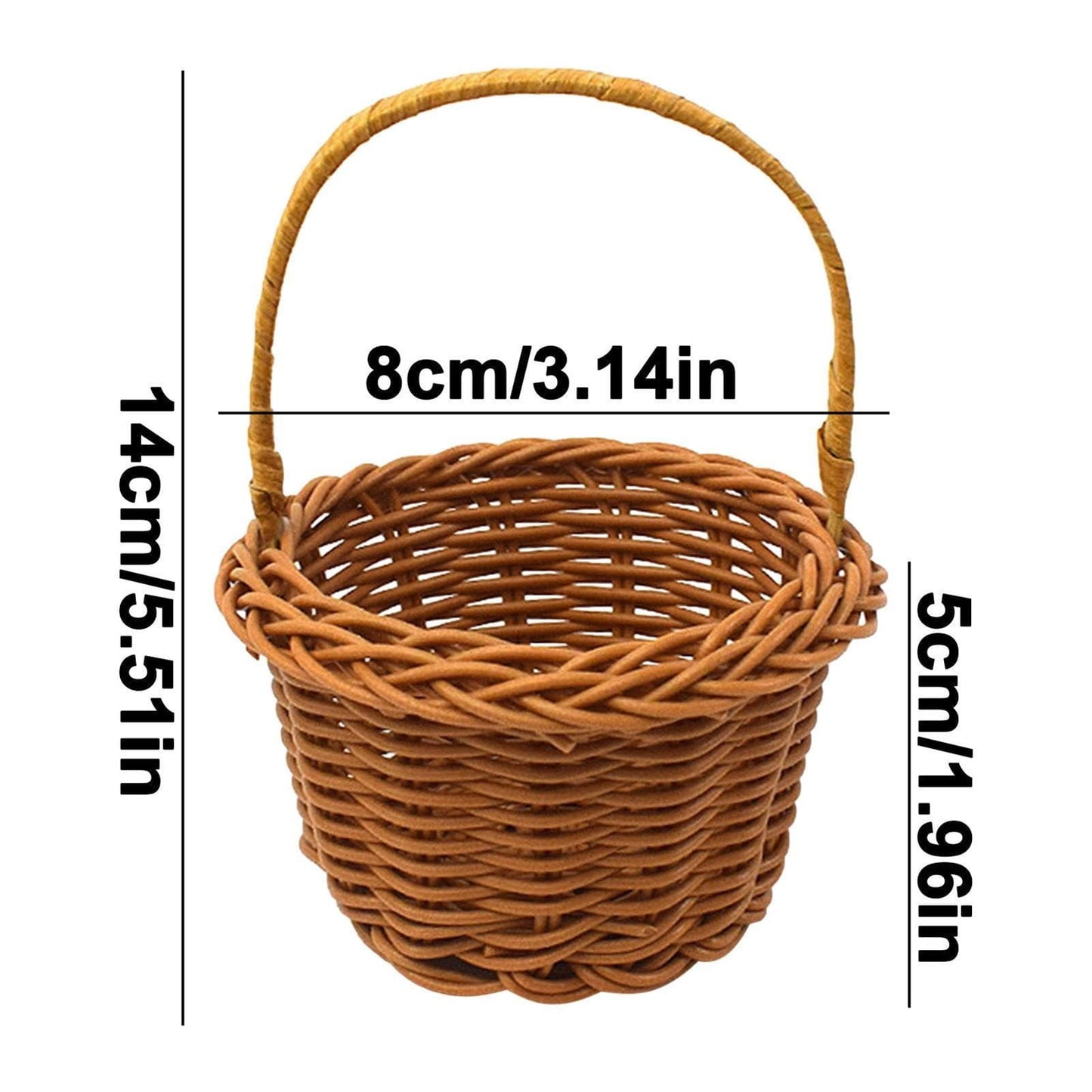 1 Piece Mini Small Wicker Basket,Wedding Flower Basket,3.14x1.96x5.51"Basket for Flower,Hand Woven Flower Basket,Kids Flower Stretch, Natural Hand Woven Easter Gift Basket with Handles,White BW1
