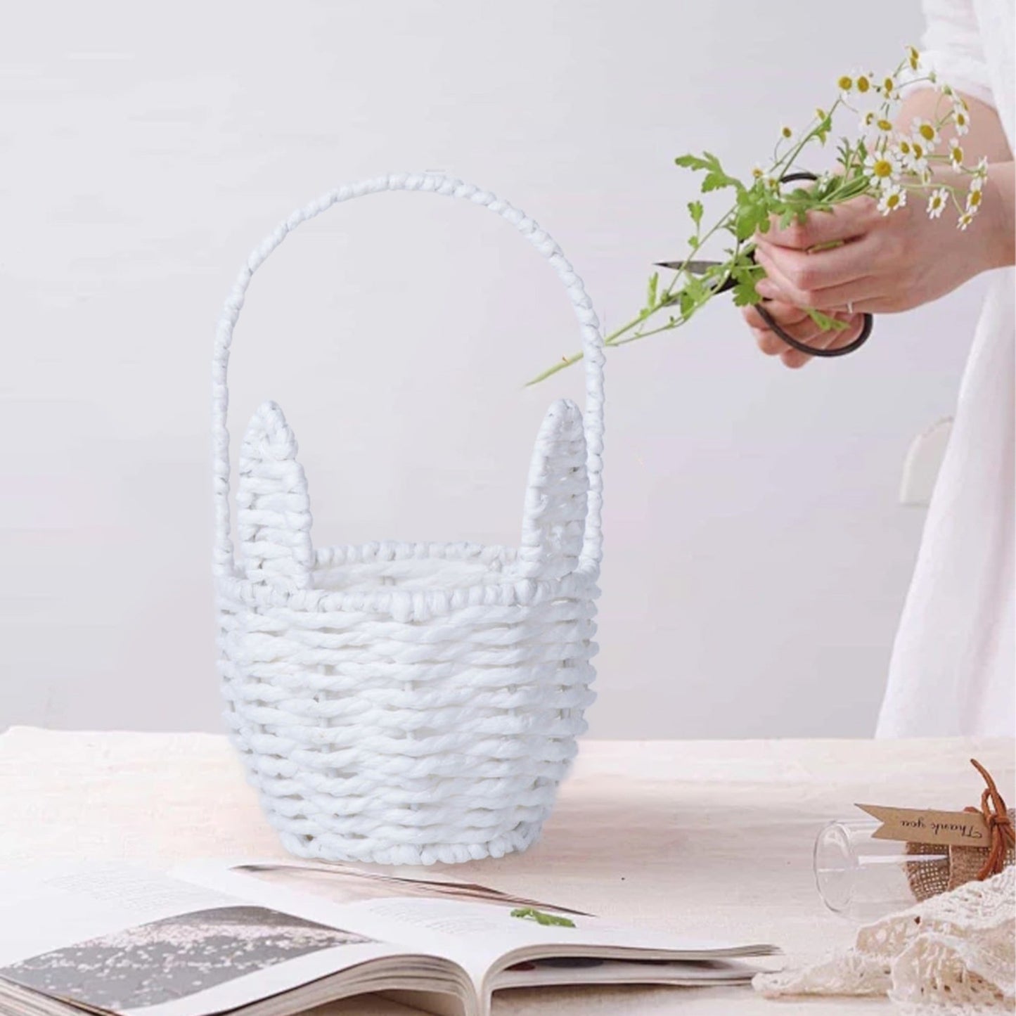 Woven Breads Baskets, Oval Small Fruit Baskets, Stackable Plastic Wicker Baskets for Serving Vegetables, Kitchen, Restaurant, Outdoor, Imitation Rattan, 1 Pcs, 7.48x5.11x2.75 4.88" x 8.19" Yellow