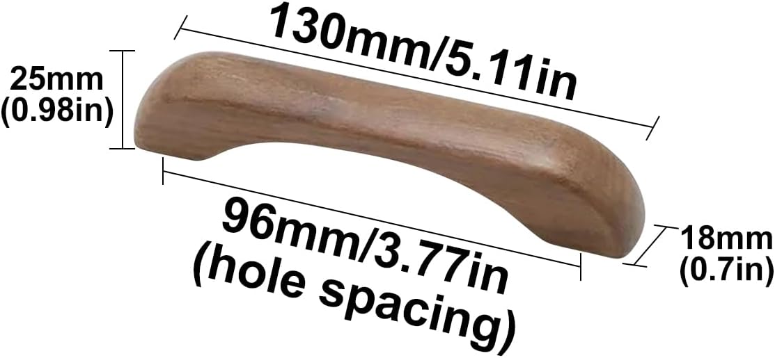 Furniture handles - Kitchen handles - Door handles - Cabinet handles - Drawer knobs - Furniture fittings - Kitchen fittings - Handles - Walnut - Wood - Wooden - Kitchen renovation - Modern - Black walnut - Bridge shape - Pitch 96mm - Walnut - Set of 4