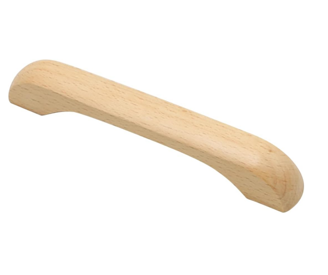 Furniture handles - Kitchen handles - Door handles - Cabinet handles - Drawer knobs - Furniture fittings - Kitchen fittings - Handles - Beech wood - Wood - Wooden - Scandinavian - Bridge shape - Kitchen renovation - Pitch size 128mm - Beech - Set of 4